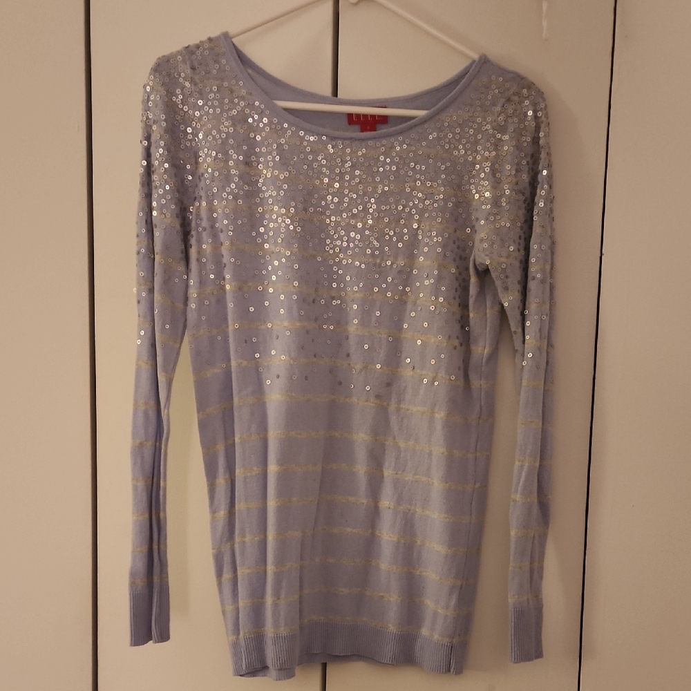 Elle Lavender Sequin Off-the-Shoulder Sweater